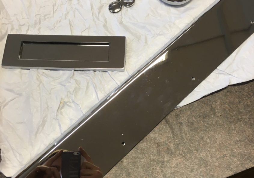 Custom chromed architectural ironmongery